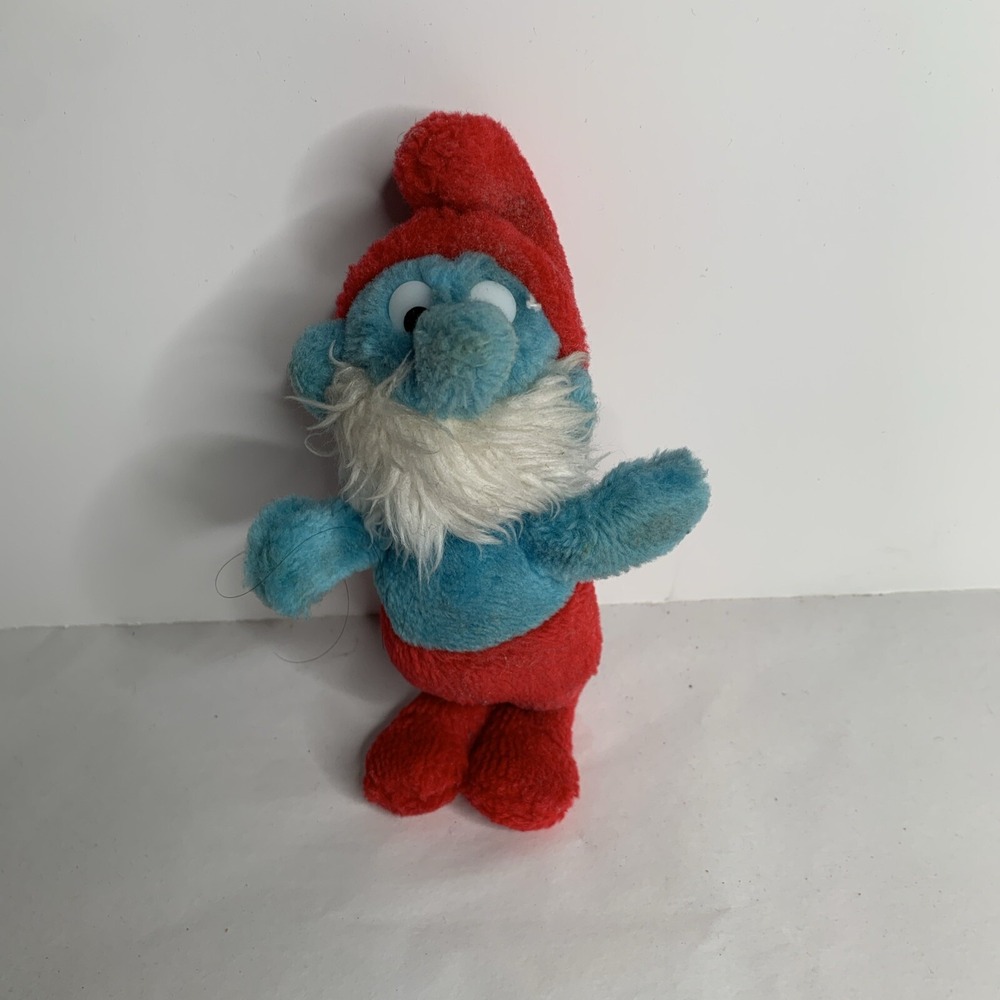 Papa Smurf Plush Toy Vintage 1981 Smurfs 7" Wallace Berrie Stuffed Animal